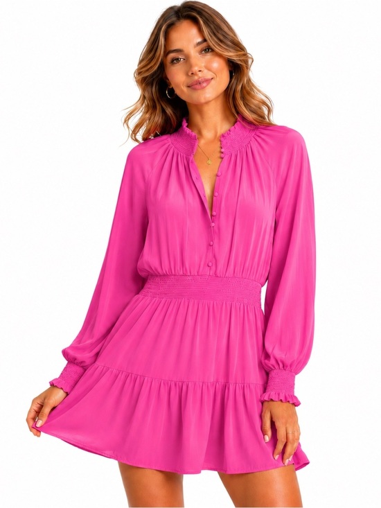 Alice + Olivia Dresses & Skirts - NWT Alice + Olivia Lavinia Smocked Mini Dress - Pink Sz 6 Sz 4